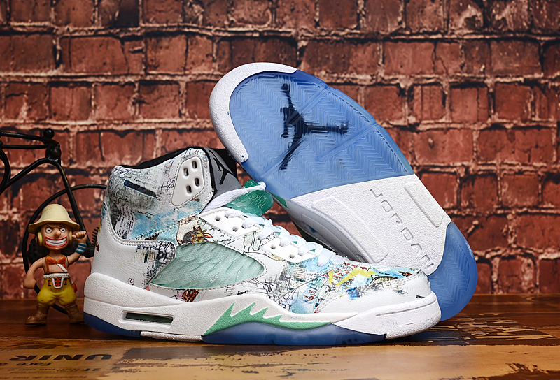 2019 Air Jordan 5 GS Graffiti White Green Shoes